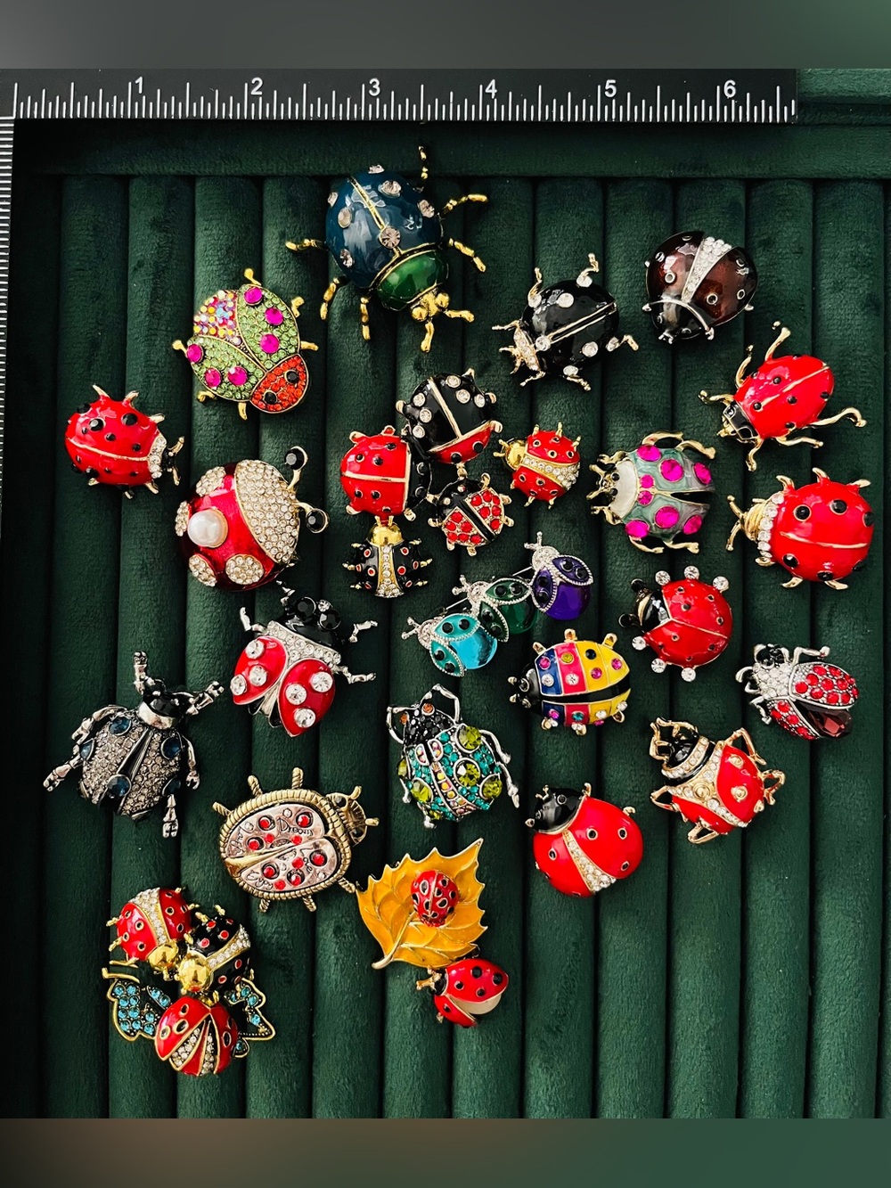 Ladybug Brooch Pin Lot Pieces Enamel Beetle Rhinestone Insect Jewelry